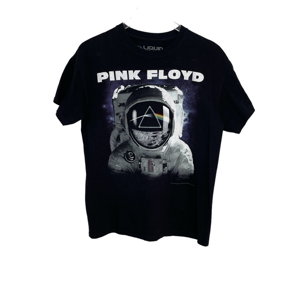 Liquid Blue Pink Floyd Spaceman Dark Side of the Moon Black T-Shirt Sz M